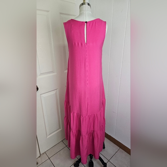 Maeve Anthropologie Marlene Tiered flowy Maxi Dress Pink women Size S viscose - Picture 6 of 11